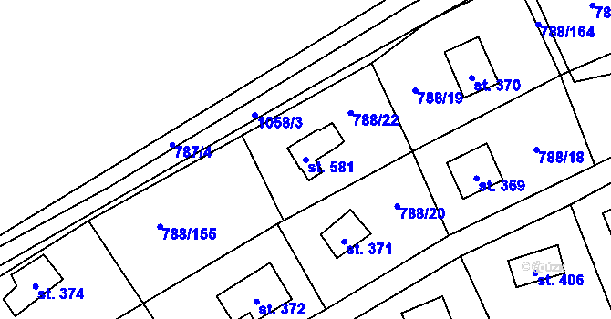 Parcela st. 581 v KÚ Nučice u Rudné, Katastrální mapa