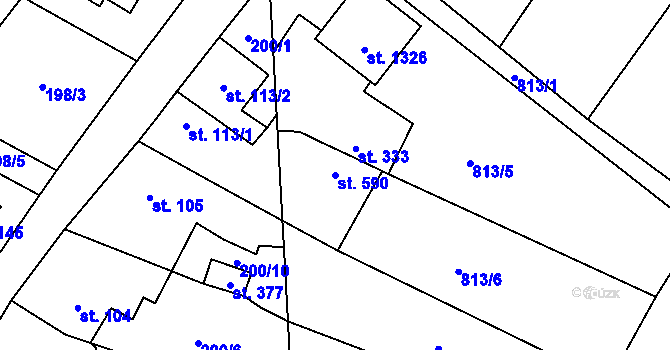 Parcela st. 590 v KÚ Nučice u Rudné, Katastrální mapa