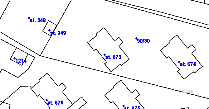Parcela st. 673 v KÚ Nučice u Rudné, Katastrální mapa