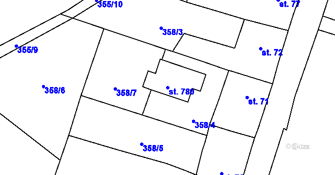 Parcela st. 780 v KÚ Nučice u Rudné, Katastrální mapa