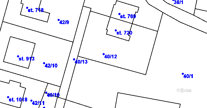 Parcela st. 40/12 v KÚ Nučice u Rudné, Katastrální mapa