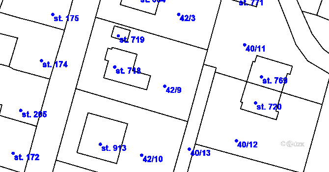 Parcela st. 42/9 v KÚ Nučice u Rudné, Katastrální mapa