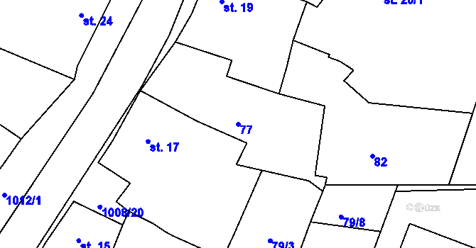 Parcela st. 77 v KÚ Nučice u Rudné, Katastrální mapa