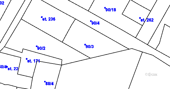 Parcela st. 90/3 v KÚ Nučice u Rudné, Katastrální mapa