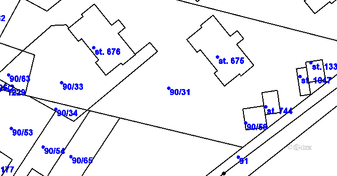 Parcela st. 90/31 v KÚ Nučice u Rudné, Katastrální mapa