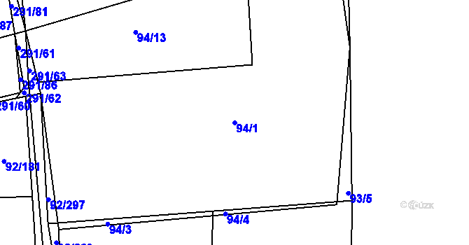 Parcela st. 94/1 v KÚ Nučice u Rudné, Katastrální mapa