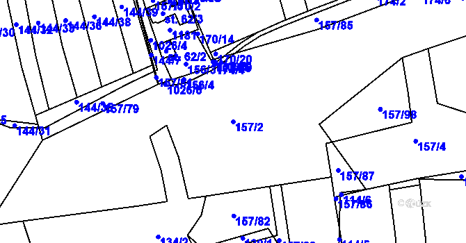 Parcela st. 157/2 v KÚ Nučice u Rudné, Katastrální mapa