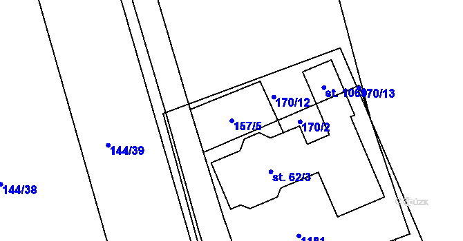 Parcela st. 157/5 v KÚ Nučice u Rudné, Katastrální mapa