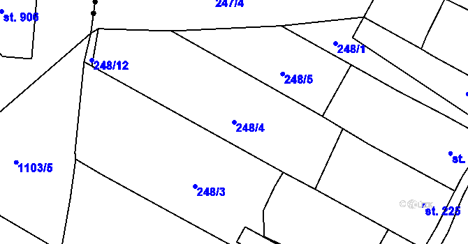 Parcela st. 248/4 v KÚ Nučice u Rudné, Katastrální mapa