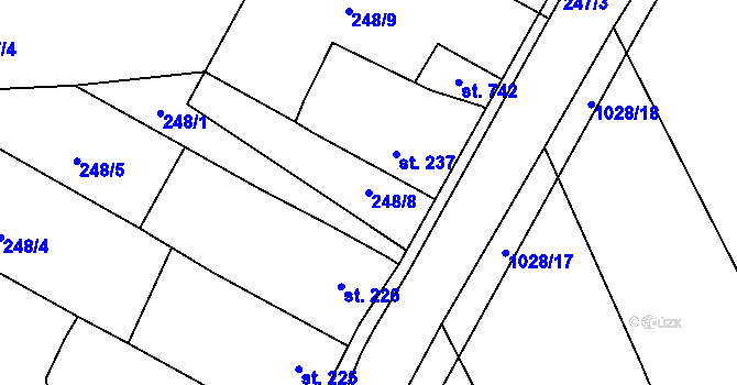 Parcela st. 248/8 v KÚ Nučice u Rudné, Katastrální mapa