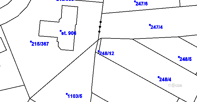Parcela st. 248/12 v KÚ Nučice u Rudné, Katastrální mapa