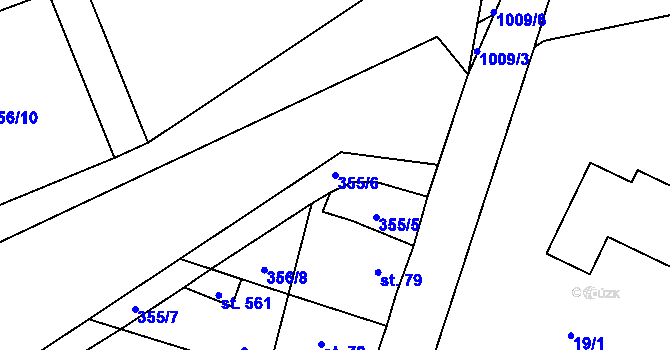 Parcela st. 355/6 v KÚ Nučice u Rudné, Katastrální mapa