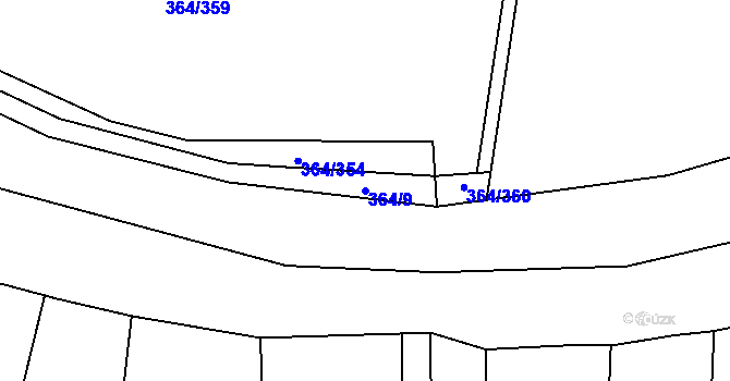 Parcela st. 364/9 v KÚ Nučice u Rudné, Katastrální mapa