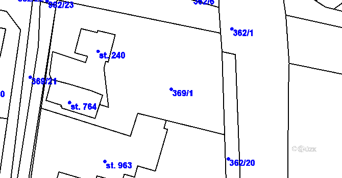 Parcela st. 369/1 v KÚ Nučice u Rudné, Katastrální mapa