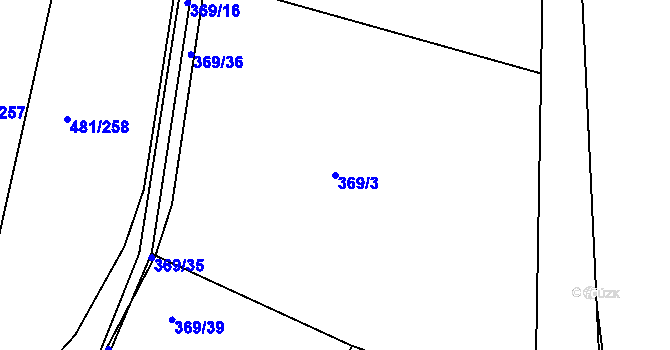 Parcela st. 369/3 v KÚ Nučice u Rudné, Katastrální mapa