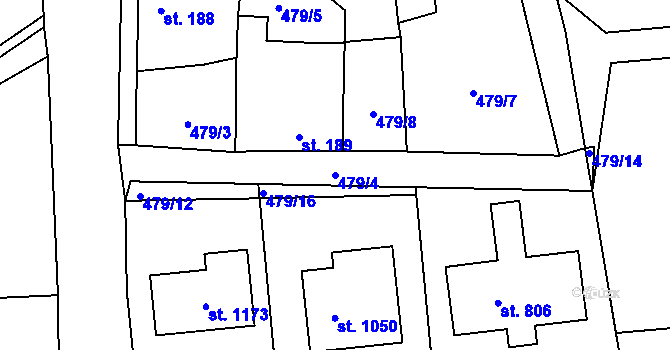 Parcela st. 479/4 v KÚ Nučice u Rudné, Katastrální mapa