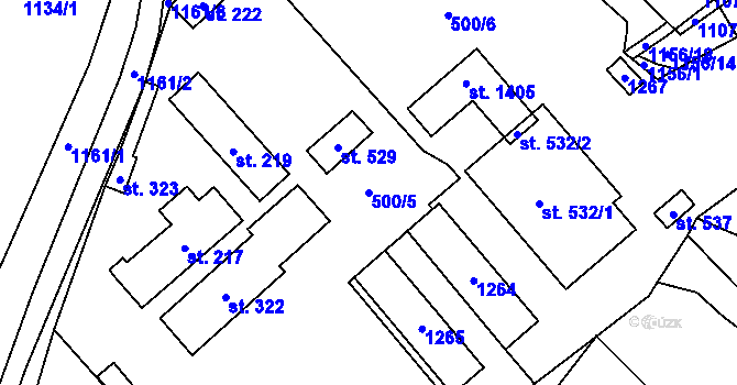 Parcela st. 500/5 v KÚ Nučice u Rudné, Katastrální mapa
