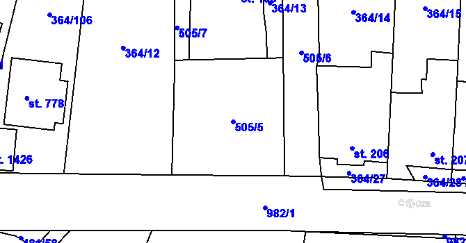 Parcela st. 505/5 v KÚ Nučice u Rudné, Katastrální mapa