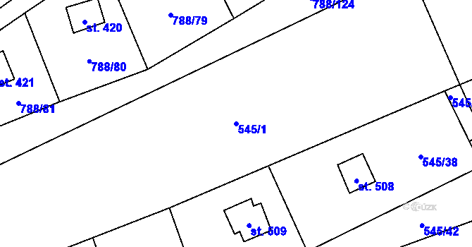 Parcela st. 545/1 v KÚ Nučice u Rudné, Katastrální mapa