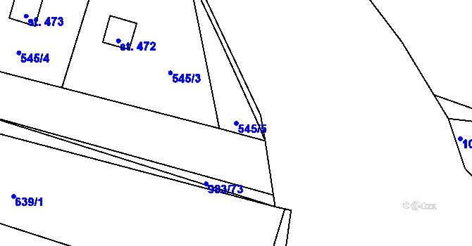 Parcela st. 545/5 v KÚ Nučice u Rudné, Katastrální mapa