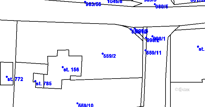 Parcela st. 559/2 v KÚ Nučice u Rudné, Katastrální mapa