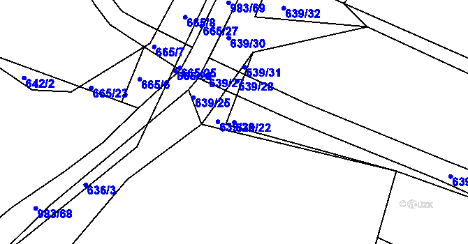 Parcela st. 639/22 v KÚ Nučice u Rudné, Katastrální mapa