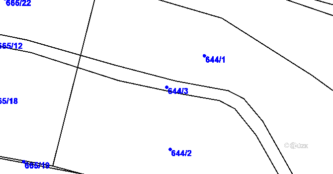 Parcela st. 644/3 v KÚ Nučice u Rudné, Katastrální mapa