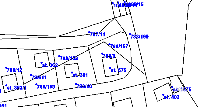 Parcela st. 788/9 v KÚ Nučice u Rudné, Katastrální mapa