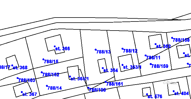 Parcela st. 788/13 v KÚ Nučice u Rudné, Katastrální mapa