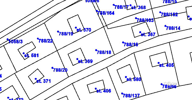 Parcela st. 788/18 v KÚ Nučice u Rudné, Katastrální mapa