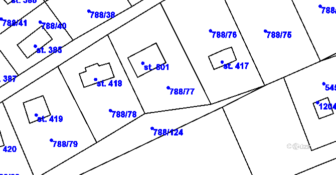 Parcela st. 788/77 v KÚ Nučice u Rudné, Katastrální mapa