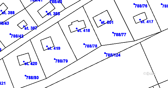 Parcela st. 788/78 v KÚ Nučice u Rudné, Katastrální mapa