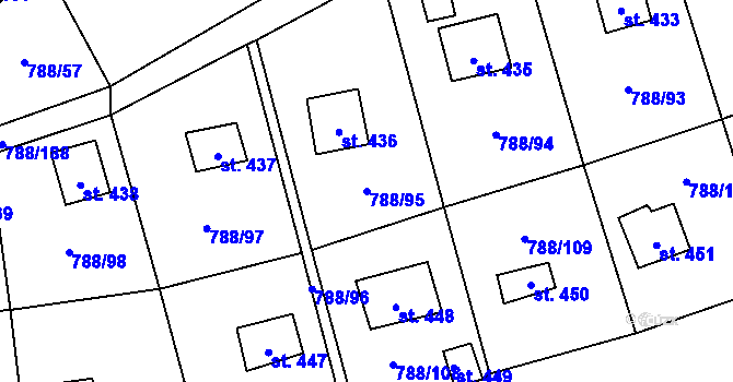 Parcela st. 788/95 v KÚ Nučice u Rudné, Katastrální mapa
