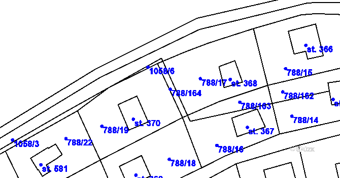 Parcela st. 788/164 v KÚ Nučice u Rudné, Katastrální mapa