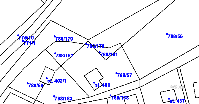Parcela st. 788/181 v KÚ Nučice u Rudné, Katastrální mapa