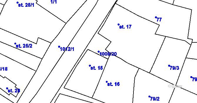 Parcela st. 1008/20 v KÚ Nučice u Rudné, Katastrální mapa