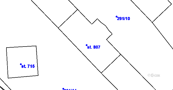 Parcela st. 807 v KÚ Nučice u Rudné, Katastrální mapa