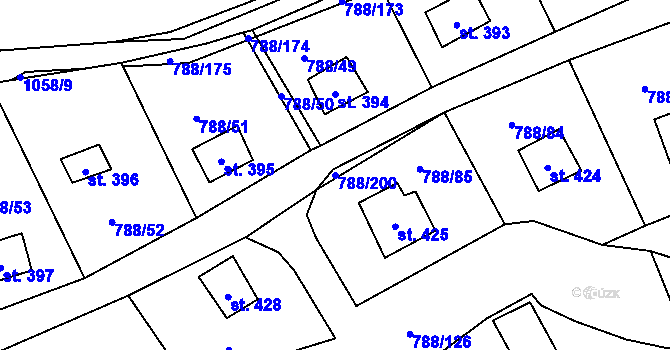 Parcela st. 788/200 v KÚ Nučice u Rudné, Katastrální mapa