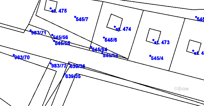 Parcela st. 545/53 v KÚ Nučice u Rudné, Katastrální mapa