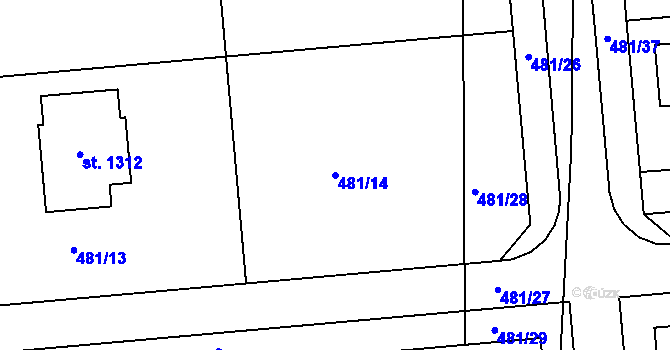 Parcela st. 481/14 v KÚ Nučice u Rudné, Katastrální mapa