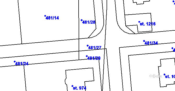 Parcela st. 481/27 v KÚ Nučice u Rudné, Katastrální mapa