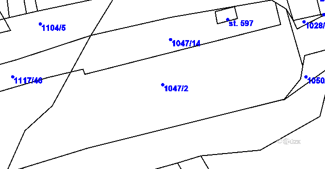 Parcela st. 1047/2 v KÚ Nučice u Rudné, Katastrální mapa