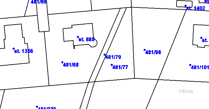 Parcela st. 481/79 v KÚ Nučice u Rudné, Katastrální mapa
