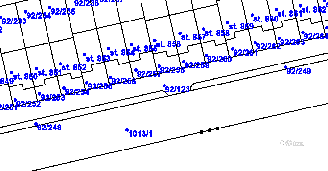 Parcela st. 92/123 v KÚ Nučice u Rudné, Katastrální mapa