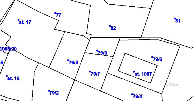 Parcela st. 79/8 v KÚ Nučice u Rudné, Katastrální mapa