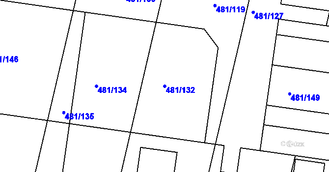 Parcela st. 481/132 v KÚ Nučice u Rudné, Katastrální mapa