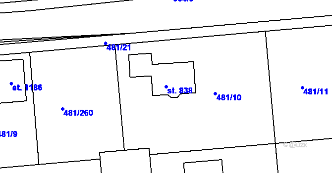 Parcela st. 838 v KÚ Nučice u Rudné, Katastrální mapa