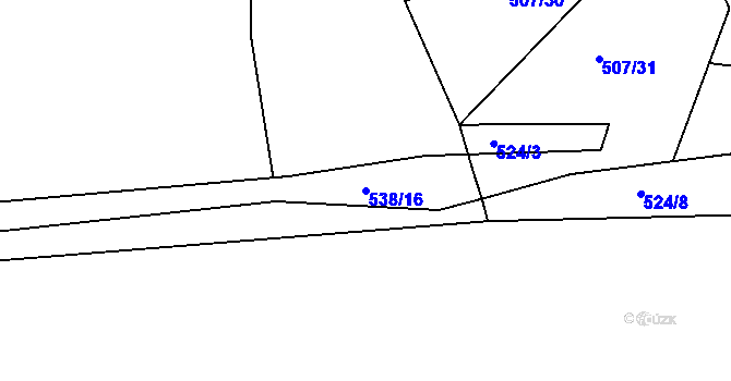 Parcela st. 538/16 v KÚ Nučice u Rudné, Katastrální mapa