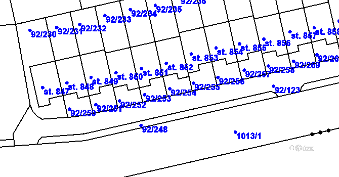 Parcela st. 92/254 v KÚ Nučice u Rudné, Katastrální mapa