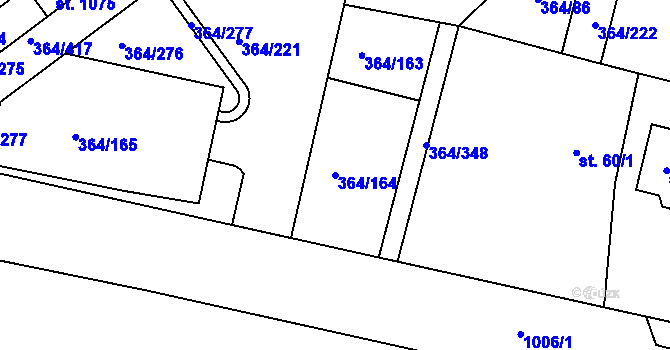 Parcela st. 364/164 v KÚ Nučice u Rudné, Katastrální mapa